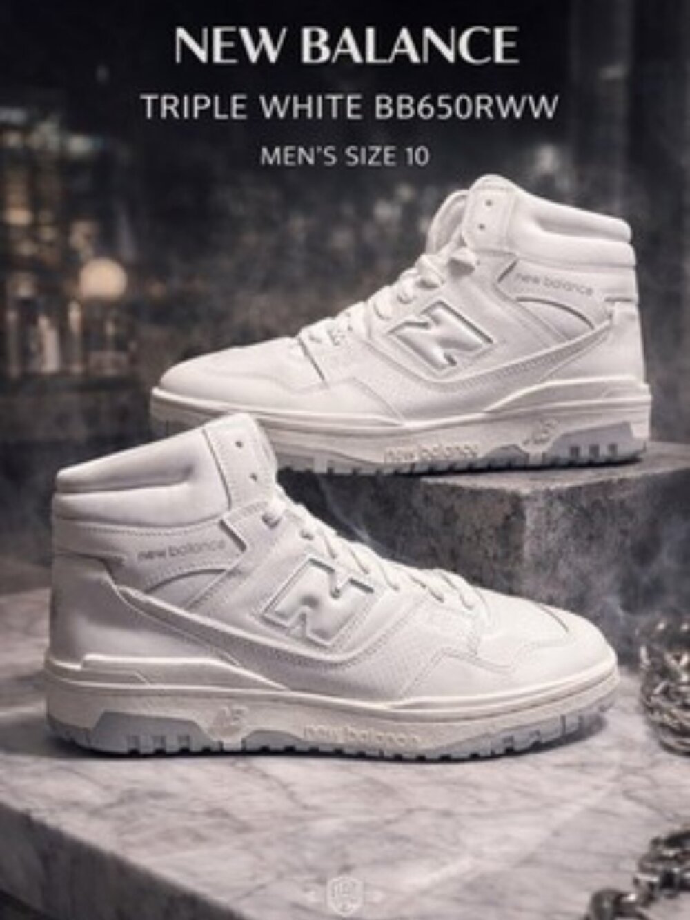 New Balance 650R Triple White BB650RWW High Top Sneakers Men’s Size 10 NEW